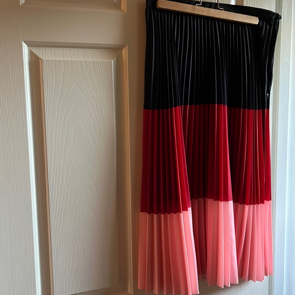 Akris Punto Colorblock Plissé Pleated Midi Skirt sz 8 New NWOT